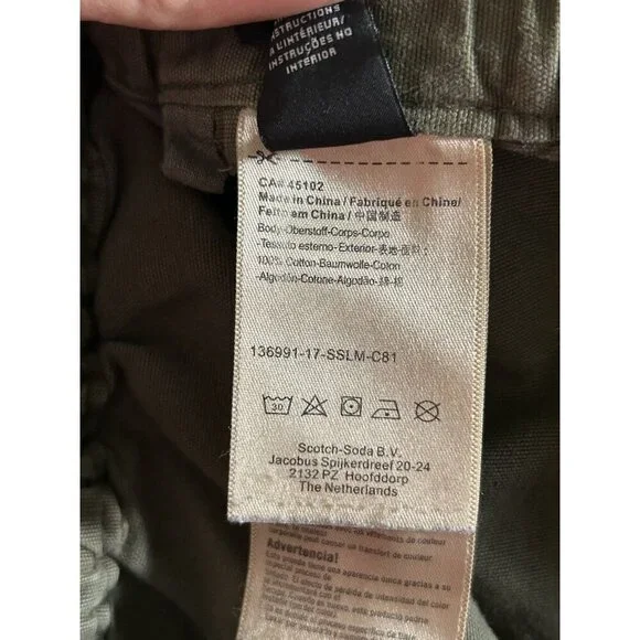 Scotch & Soda Army Green Cotton Twill Shorts Drawstring Elastic Waist Size XS - Picture 6 of 9